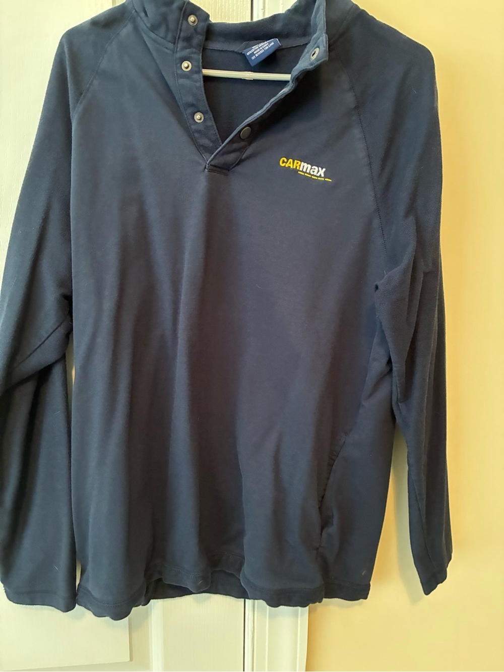 Charles River Apparel Navy Long-Sleeve Henley Pullover with Yellow Logo